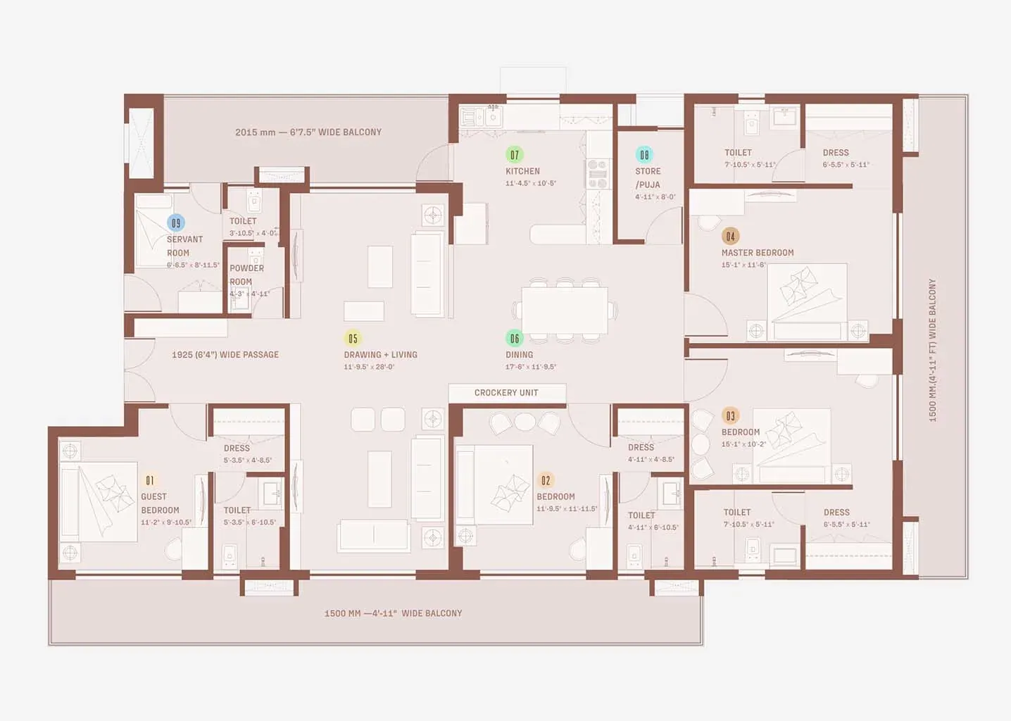 4 BHK Premium floor plan (blurred)